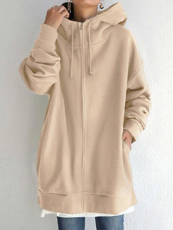 Women's Hoodies Solid Zip Pocket Long Sleeve Hoody - LuckyFash™