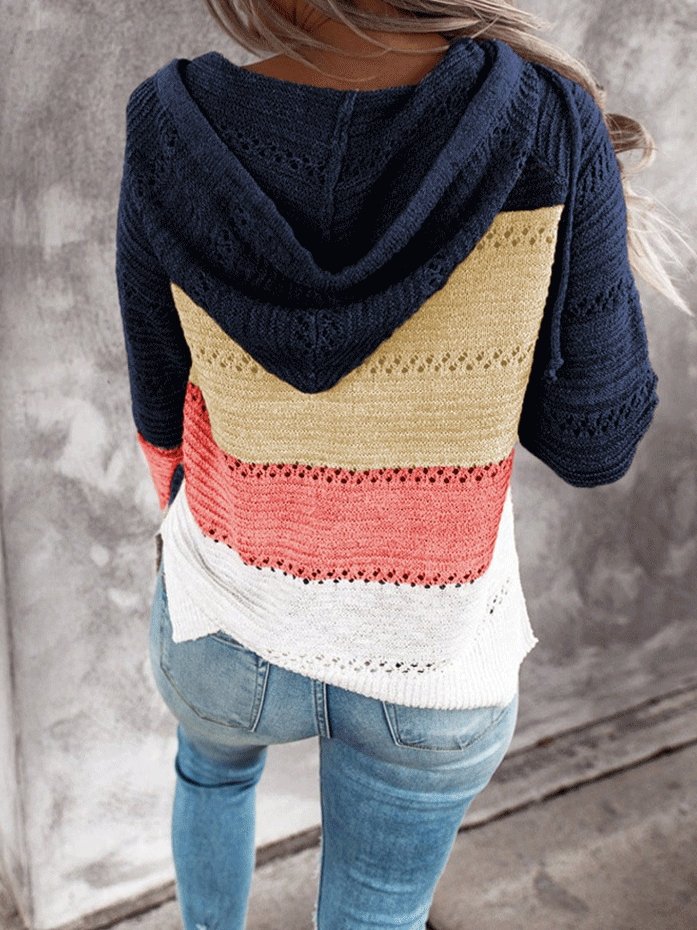 Women's Hoodies Striped Leopard Panel Zip Hooded Sweater - LuckyFash™