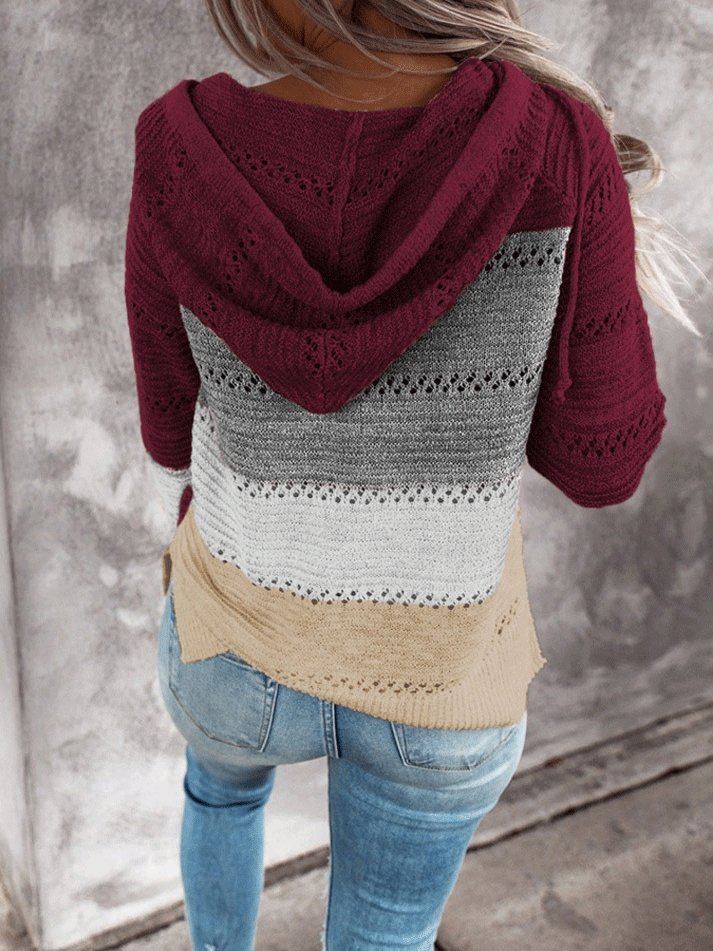 Women's Hoodies Striped Leopard Panel Zip Hooded Sweater - LuckyFash™