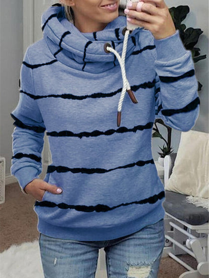 Women's Hoodies Striped Pocket Drawstring Long Sleeve Hoodie - LuckyFash™