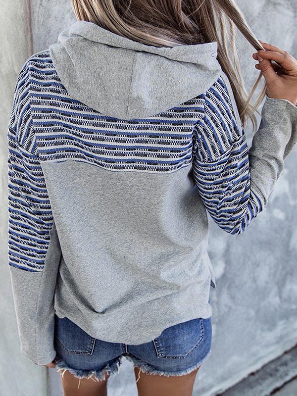 Women's Hoodies Striped Pocket Long Sleeve Casual Hoodie - LuckyFash™