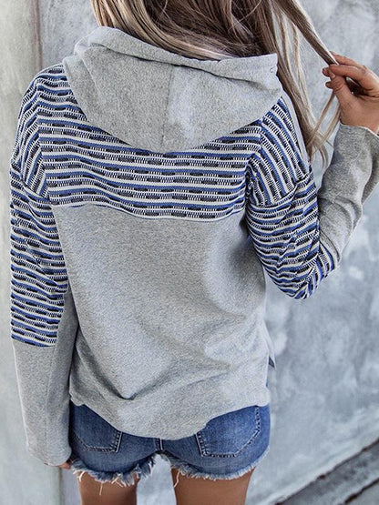 Women's Hoodies Striped Pocket Long Sleeve Casual Hoodie - LuckyFash™