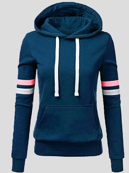 Women's Hoodies Striped Pocket Pullover Long Sleeve Hoodie - LuckyFash™