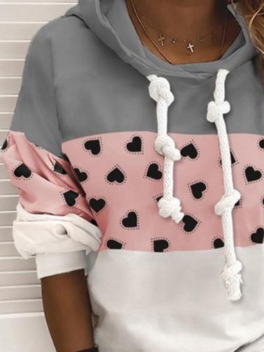 Women's Hoodies Three-Color Stitching Drawstring Long Sleeve Hoody - LuckyFash™