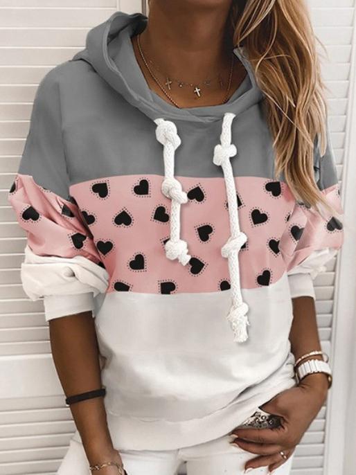Women's Hoodies Three-Color Stitching Drawstring Long Sleeve Hoody - LuckyFash™