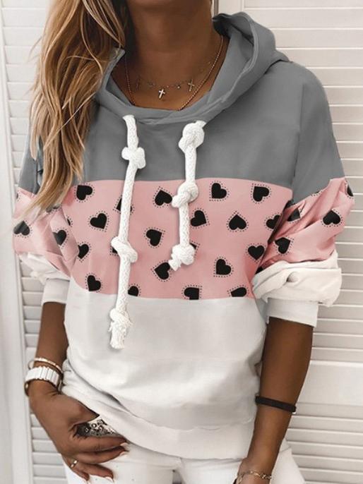 Women's Hoodies Three-Color Stitching Drawstring Long Sleeve Hoody - LuckyFash™