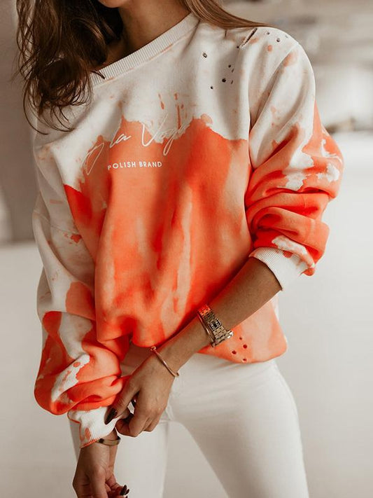 Women's Hoodies Tie-Dye Printed Long Sleeve Round Neck Hoodies - LuckyFash™