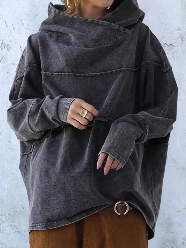 Women's Hoodies Tooling Loose Washed Denim Hoodie - LuckyFash™