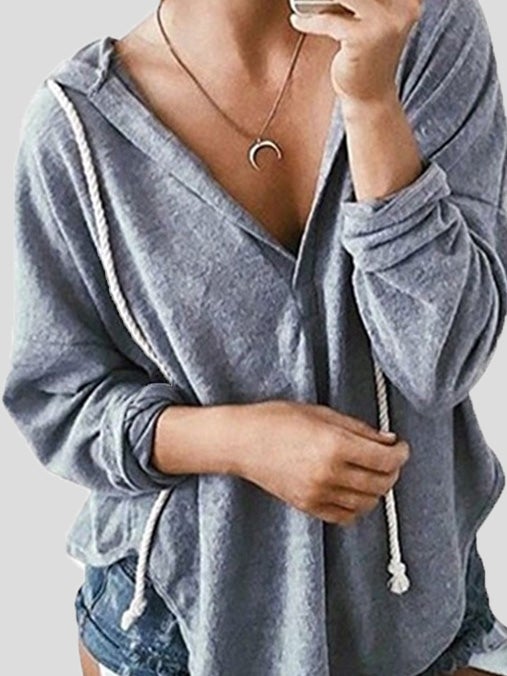 Women's Hoodies V-Neck Long Sleeve Gym Hoody - LuckyFash™