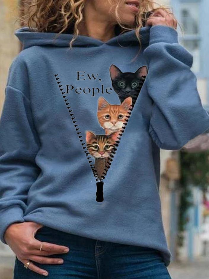 Women's Hoodies Zipper Cute Cat Long Sleeve Hoodie - LuckyFash™