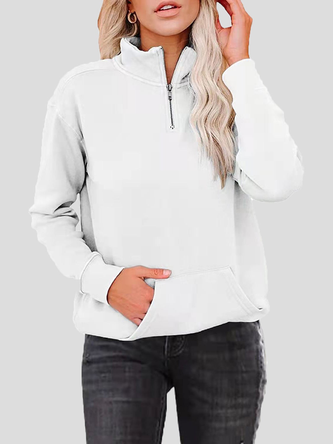 Women's Hoodies Zipper Stand Collar Pocket Long Sleeve Hoodies - LuckyFash™