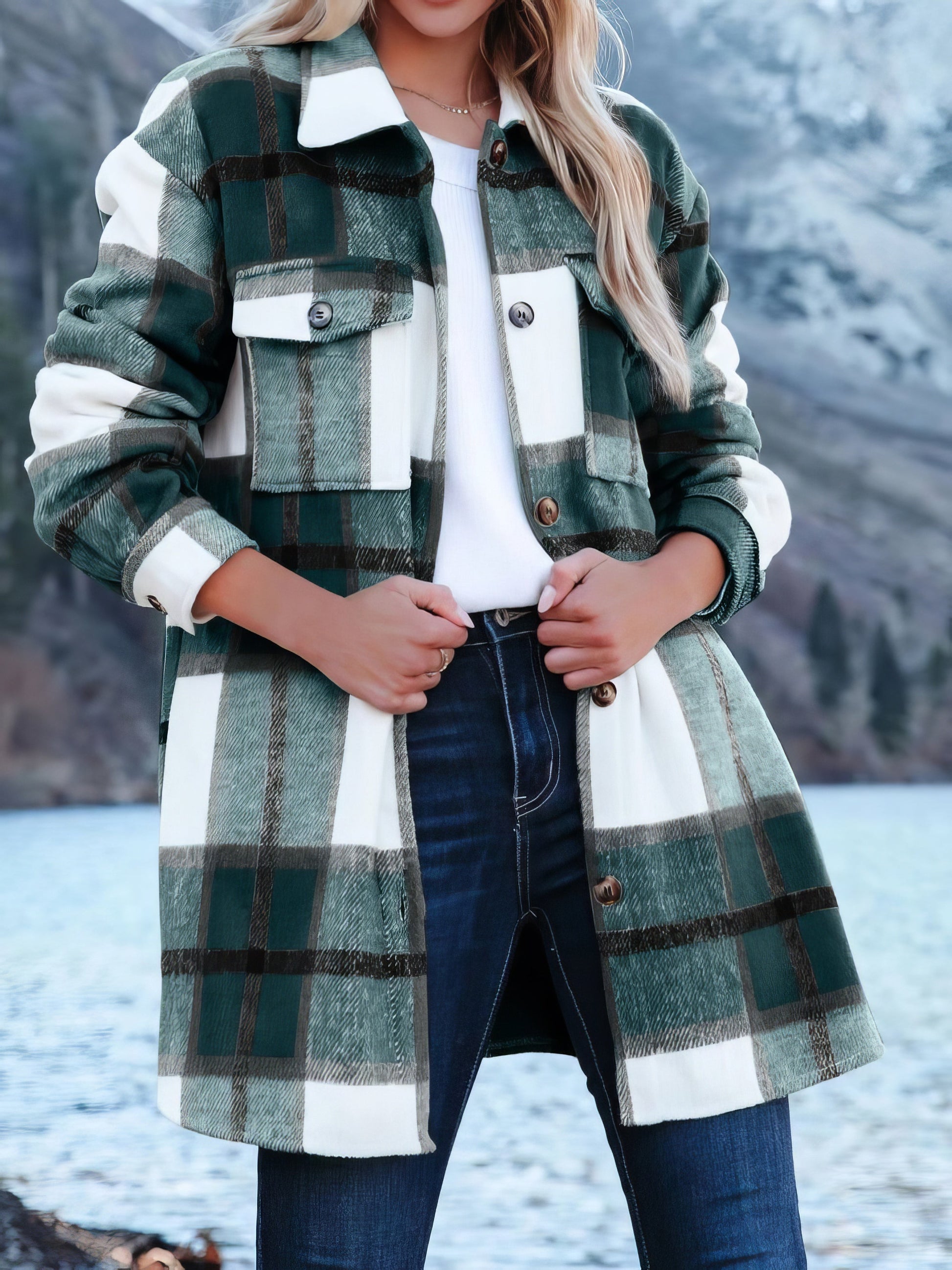 Women's Jackets Casual Check Single-Breasted Pocket Wool Jacket - LuckyFash™