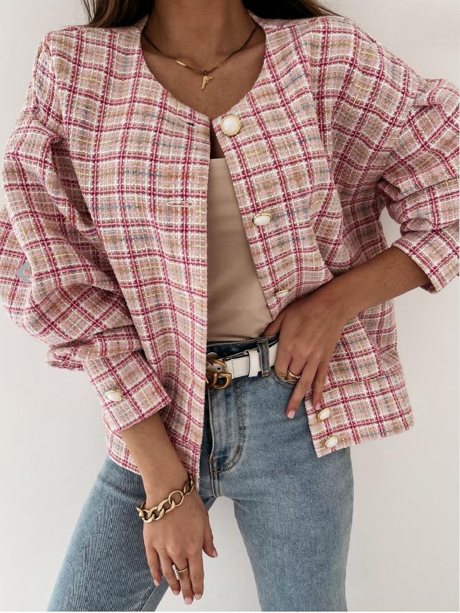 Women's Jackets Check Printed Long Sleeve Short Jacket - LuckyFash™