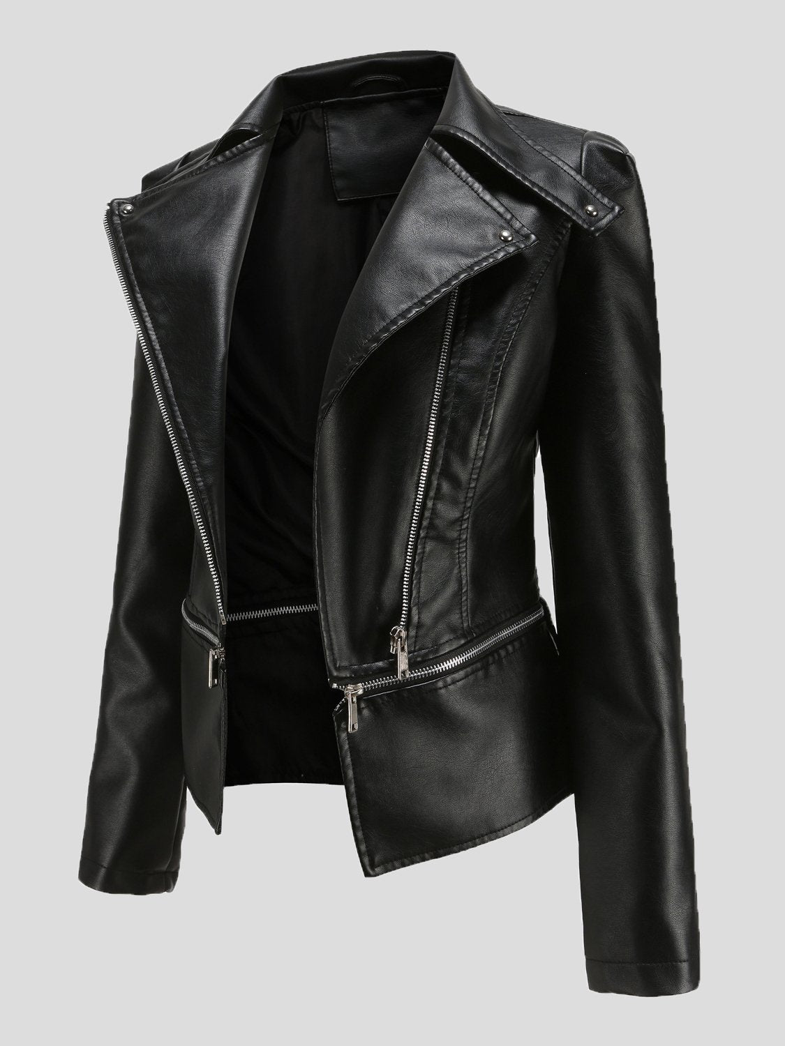 Women's Jackets Detachable Hem Long Sleeve Fashion Leather Jacket - LuckyFash™