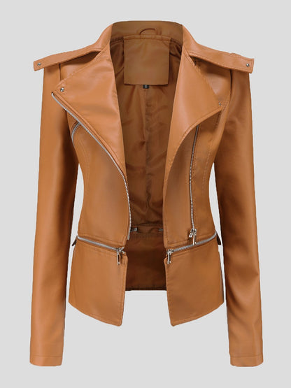 Women's Jackets Detachable Hem Long Sleeve Fashion Leather Jacket - LuckyFash™