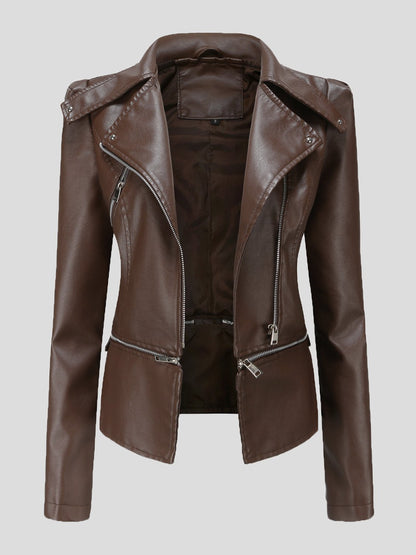 Women's Jackets Detachable Hem Long Sleeve Fashion Leather Jacket - LuckyFash™