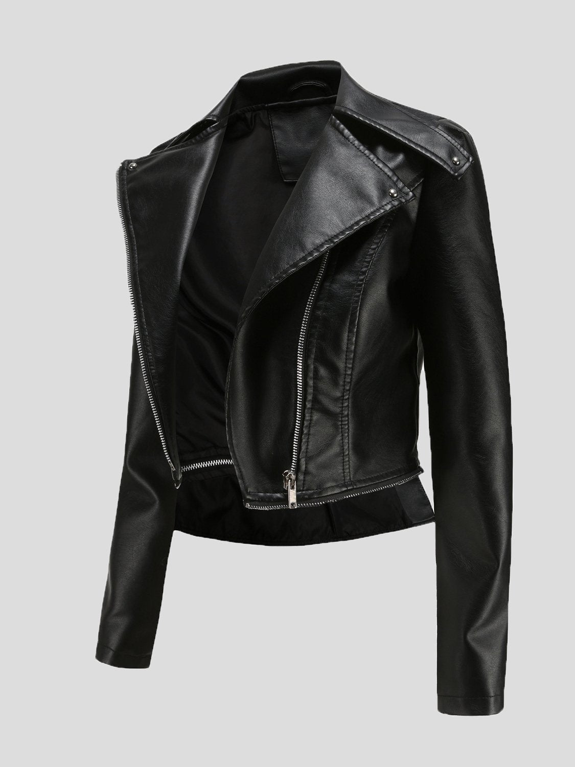 Women's Jackets Detachable Hem Long Sleeve Fashion Leather Jacket - LuckyFash™