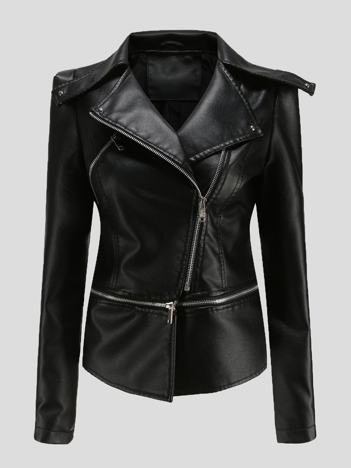 Women's Jackets Detachable Hem Long Sleeve Fashion Leather Jacket - LuckyFash™