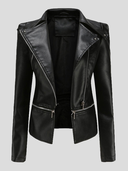 Women's Jackets Detachable Hem Long Sleeve Fashion Leather Jacket - LuckyFash™