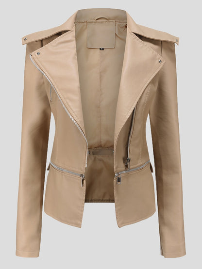 Women's Jackets Detachable Hem Long Sleeve Fashion Leather Jacket - LuckyFash™