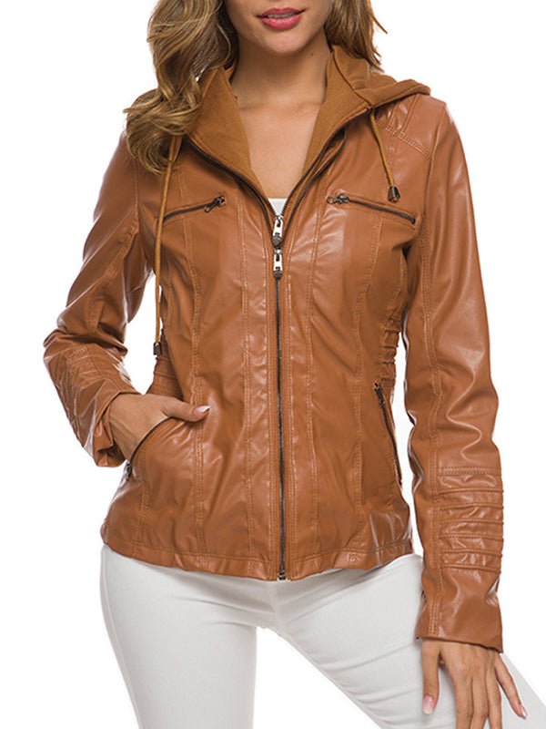 Women's Jackets Detachable Hooded PU Leather Jacket - LuckyFash™