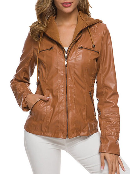 Women's Jackets Detachable Hooded PU Leather Jacket - LuckyFash™
