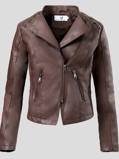 Women's Jackets Fashion Lapel Zip Leather Jacket - LuckyFash™