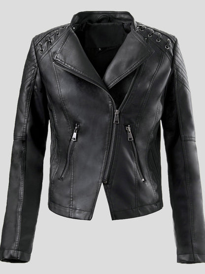Women's Jackets Fashion Lapel Zip Leather Jacket - LuckyFash™