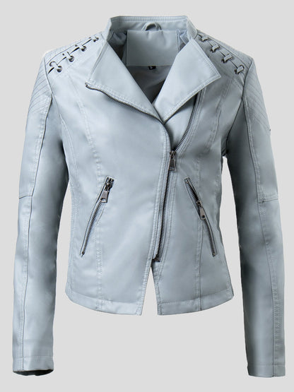 Women's Jackets Fashion Lapel Zip Leather Jacket - LuckyFash™