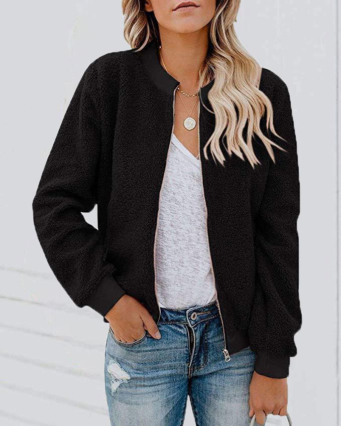 Women's Jackets Fashion Plush Zipper Long Sleeve Jacket - LuckyFash™