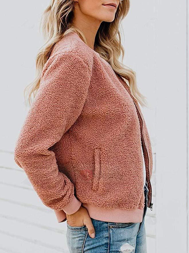 Women's Jackets Fashion Plush Zipper Long Sleeve Jacket - LuckyFash™