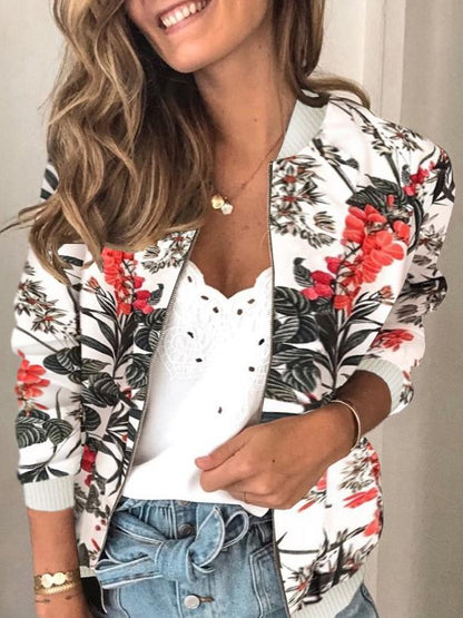 Women's Jackets Fashion Printed Zip Long Sleeve Jacket - LuckyFash™