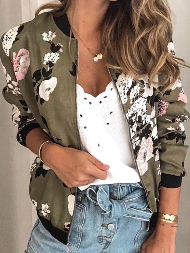 Women's Jackets Fashion Printed Zip Long Sleeve Jacket - LuckyFash™
