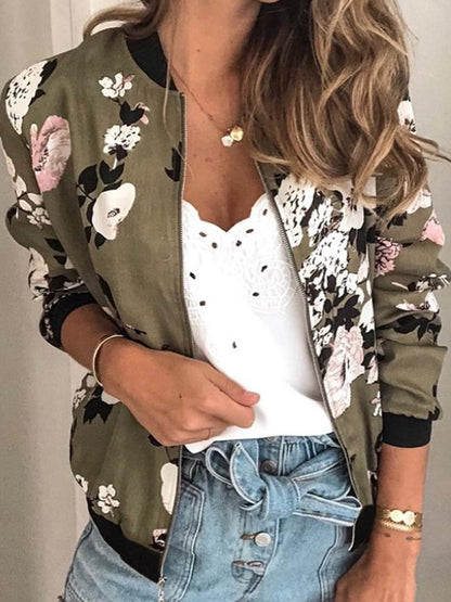 Women's Jackets Fashion Printed Zip Long Sleeve Jacket - LuckyFash™