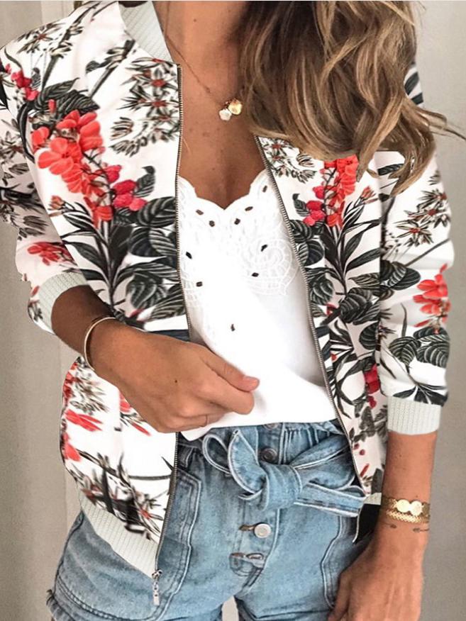 Women's Jackets Fashion Printed Zip Long Sleeve Jacket - LuckyFash™