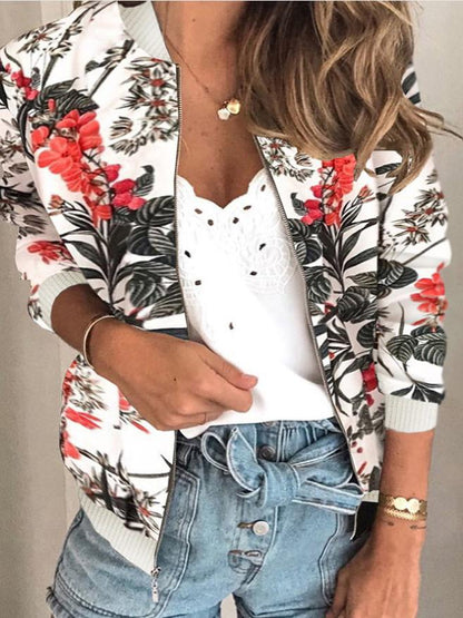 Women's Jackets Fashion Printed Zip Long Sleeve Jacket - LuckyFash™