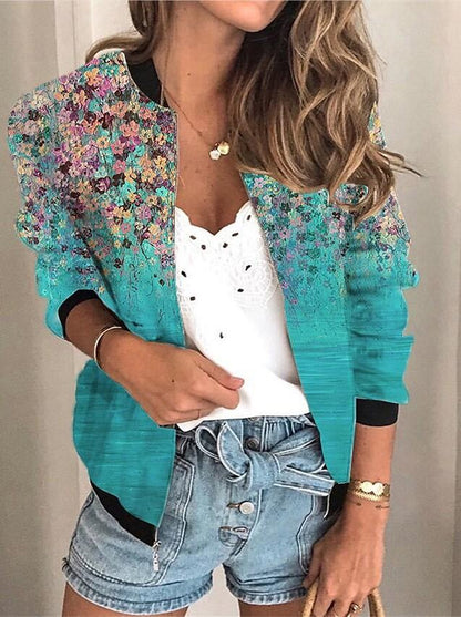 Women's Jackets Floral Print Long Sleeve Short Jacket - LuckyFash™