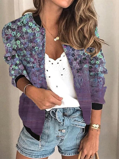 Women's Jackets Floral Print Long Sleeve Short Jacket - LuckyFash™