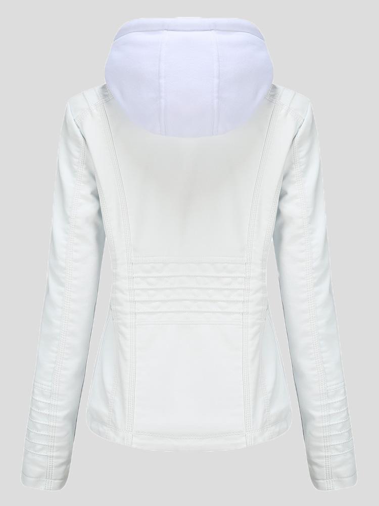 Women's Jackets Hooded Zipper Detachable Pu Leather Jacket - LuckyFash™