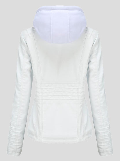 Women's Jackets Hooded Zipper Detachable Pu Leather Jacket - LuckyFash™