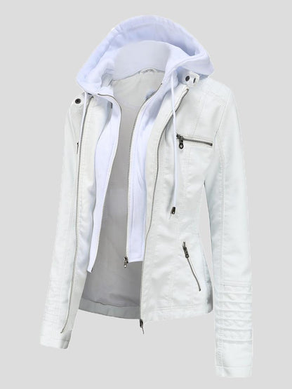 Women's Jackets Hooded Zipper Detachable Pu Leather Jacket - LuckyFash™