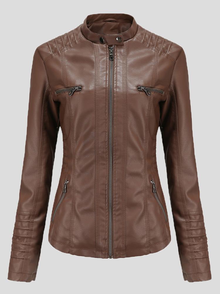 Women's Jackets Hooded Zipper Detachable Pu Leather Jacket - LuckyFash™