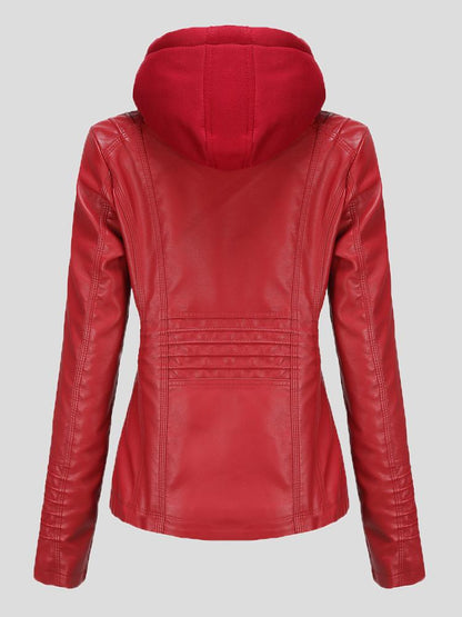 Women's Jackets Hooded Zipper Detachable Pu Leather Jacket - LuckyFash™