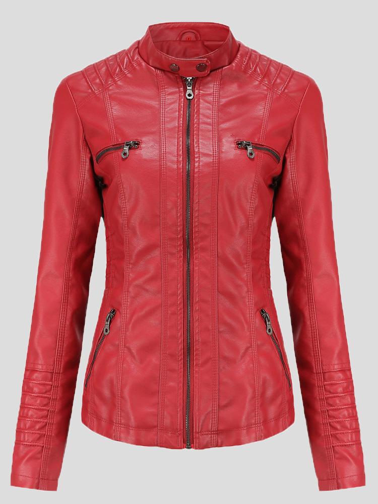 Women's Jackets Hooded Zipper Detachable Pu Leather Jacket - LuckyFash™