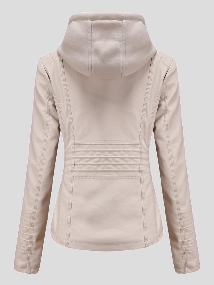 Women's Jackets Hooded Zipper Detachable Pu Leather Jacket - LuckyFash™