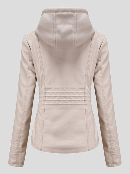 Women's Jackets Hooded Zipper Detachable Pu Leather Jacket - LuckyFash™