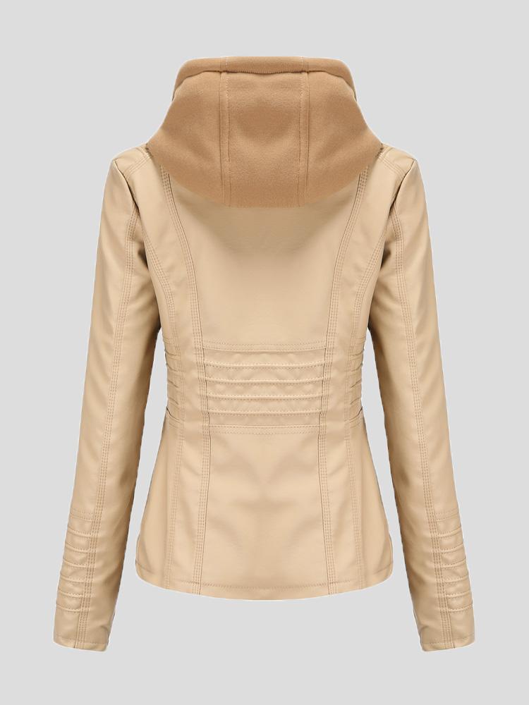 Women's Jackets Hooded Zipper Detachable Pu Leather Jacket - LuckyFash™