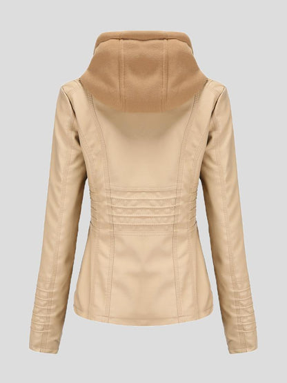 Women's Jackets Hooded Zipper Detachable Pu Leather Jacket - LuckyFash™