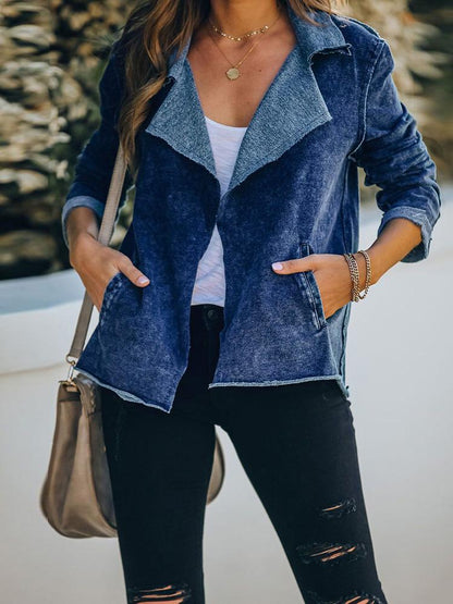 Women's Jackets Lapel Pocket Long Sleeve Denim Jacket - LuckyFash™