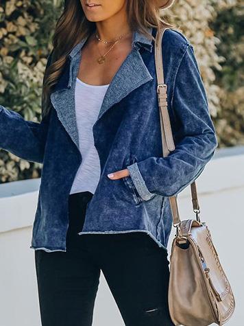 Women's Jackets Lapel Pocket Long Sleeve Denim Jacket - LuckyFash™